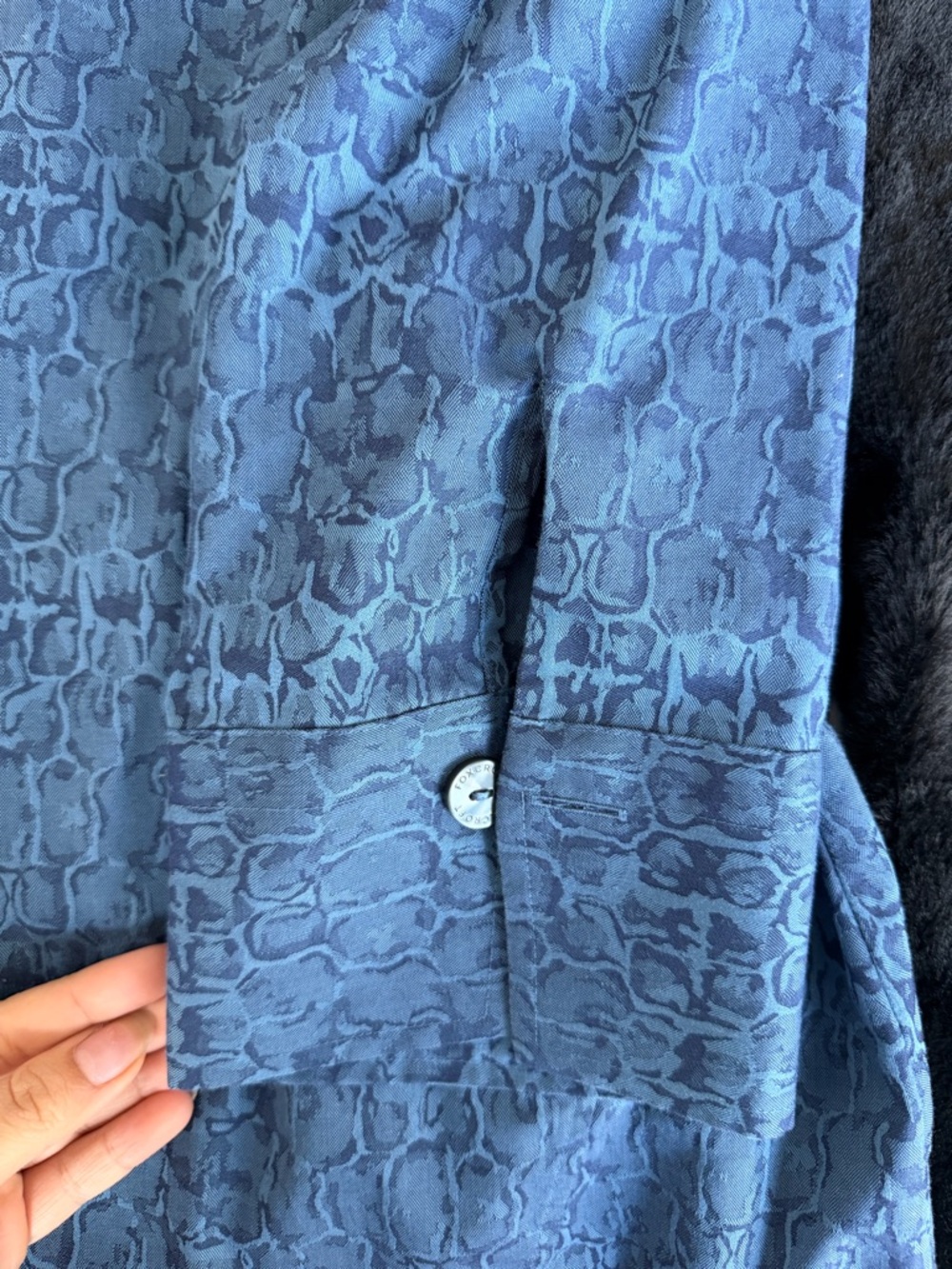 Blue Patterned Button-Up Shirt - Picture 7 of 8